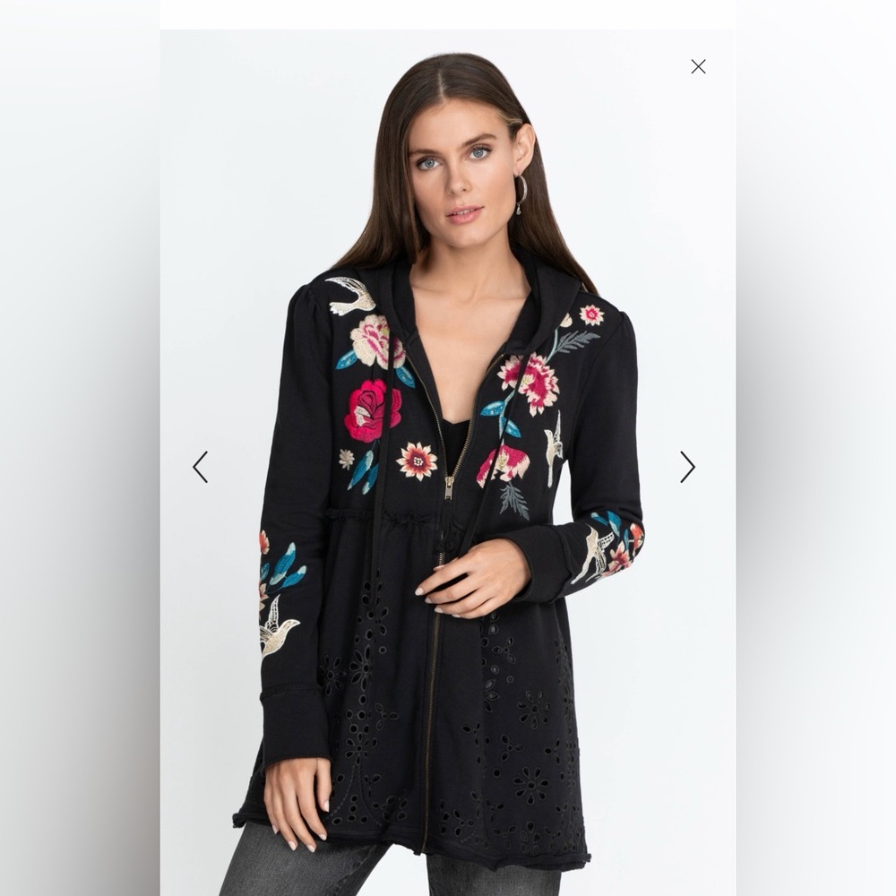 Johnny Was JUNIA FRENCH TERRY TIERED HOODIE NWOT $328